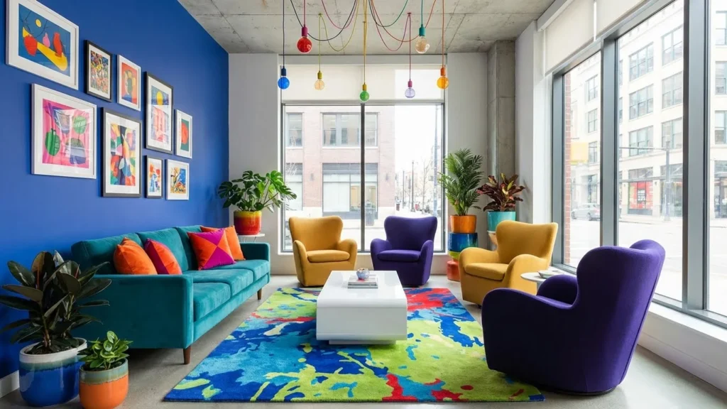 Bold Color-Pop Modern Lounge