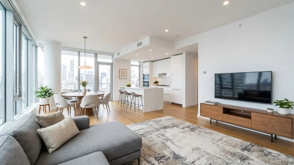 Clean-Line Contemporary Open-Plan Living Space