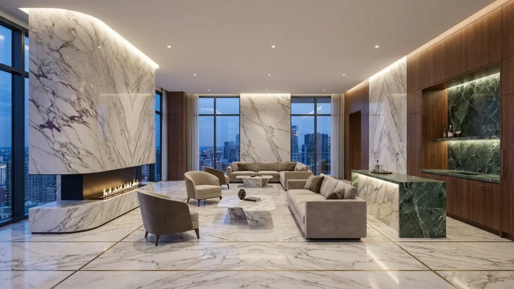 Luxury Modern Marble-Accented Lounge