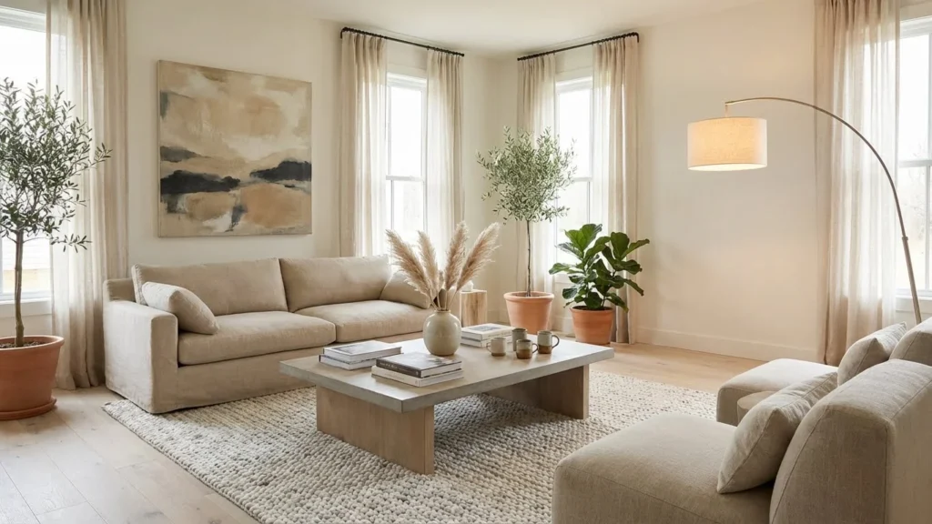 Neutral Palette Contemporary Living Room