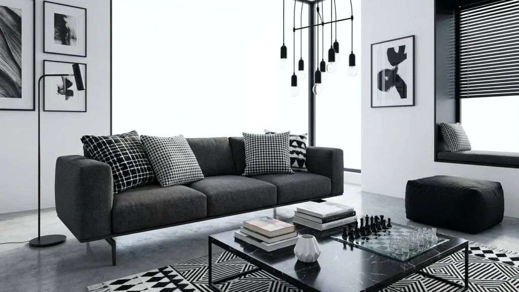 Sleek Monochrome Living Area
