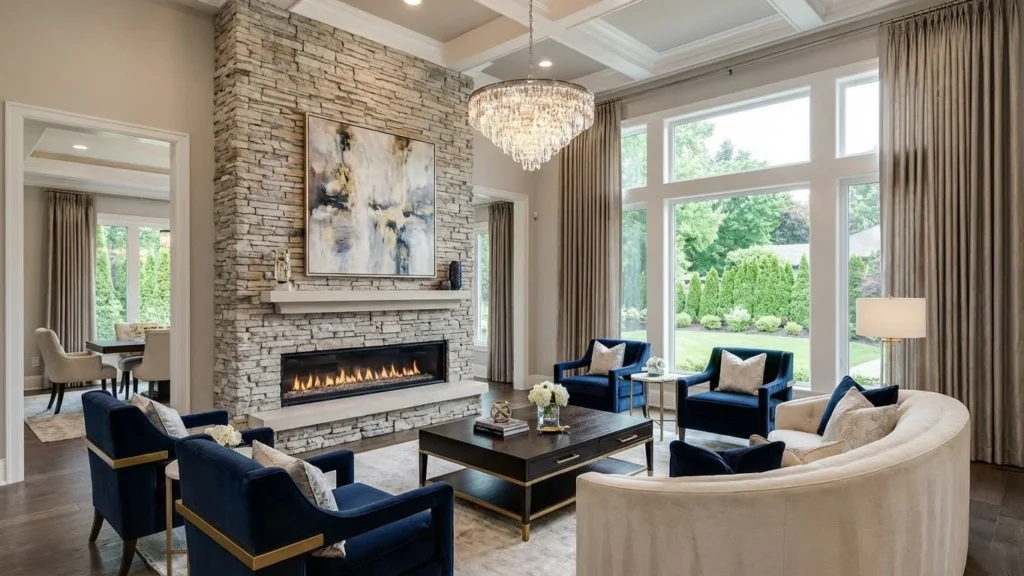 Statement Fireplace Luxury Living Room