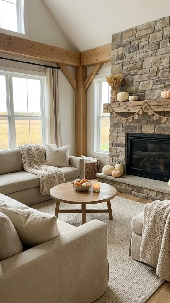 Neutral Farmhouse Fall Decorating