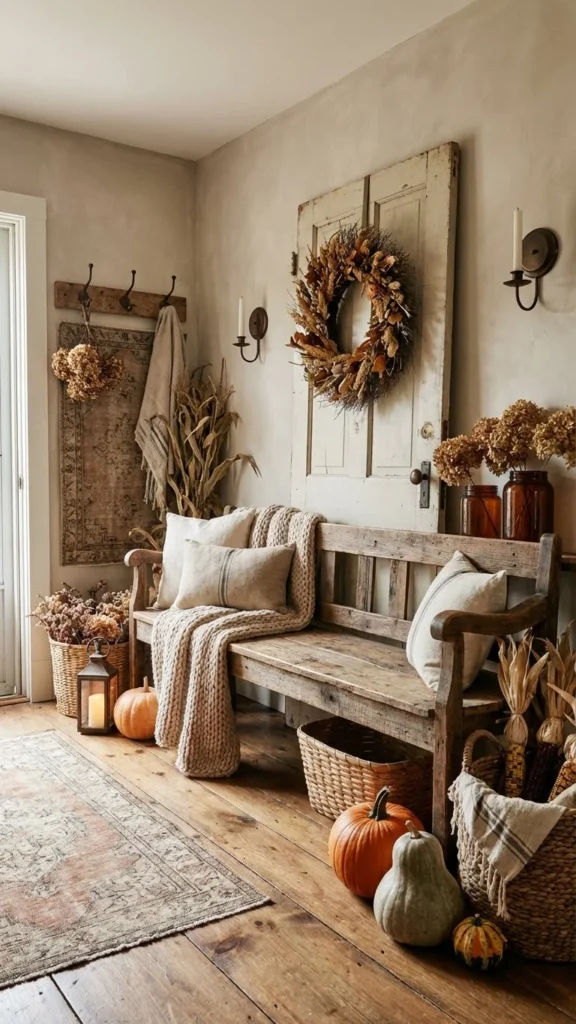 Rustic Farmhouse Fall Entryway