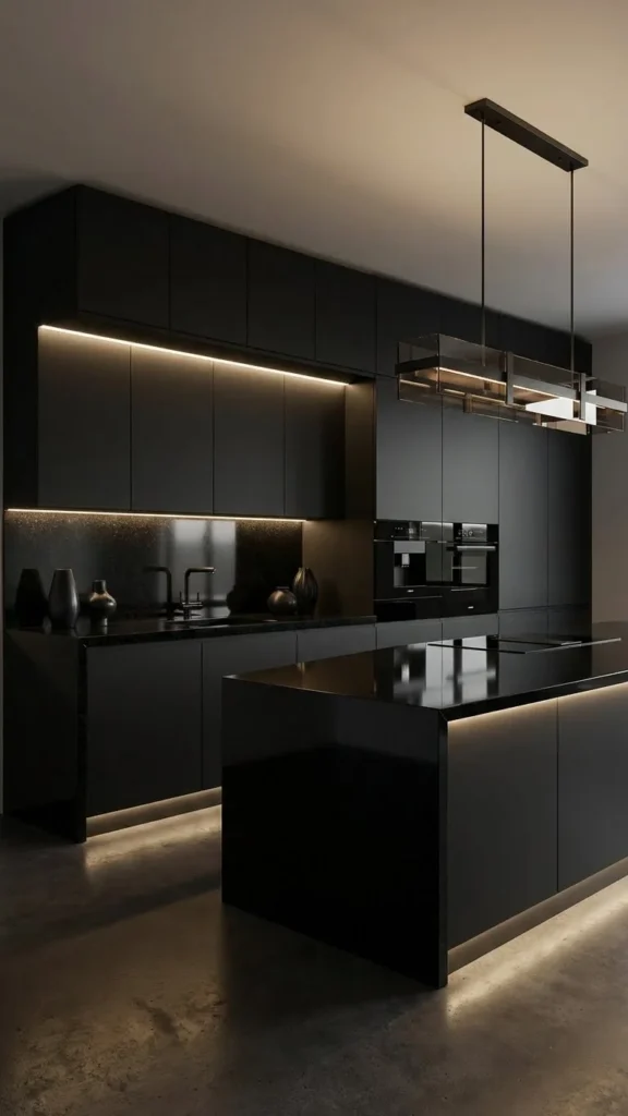 Sleek Black Kitchen