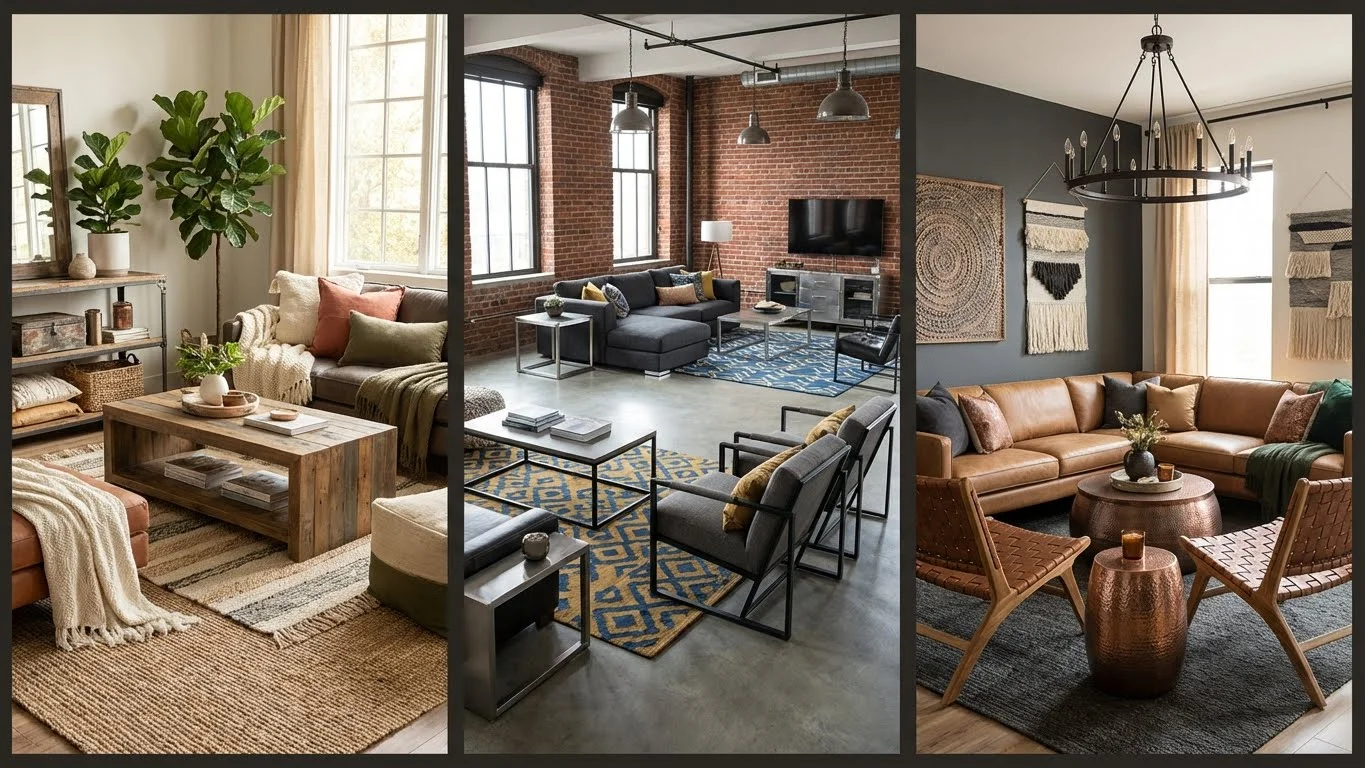 Boho Industrial Living Room Ideas