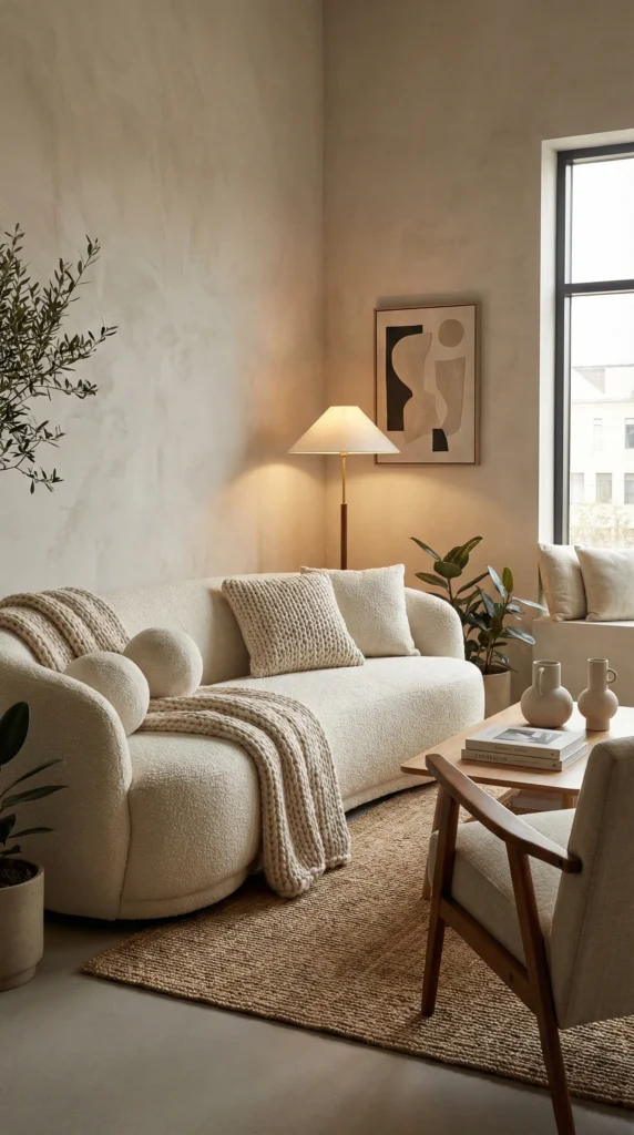 Contemporary Boucle Couch